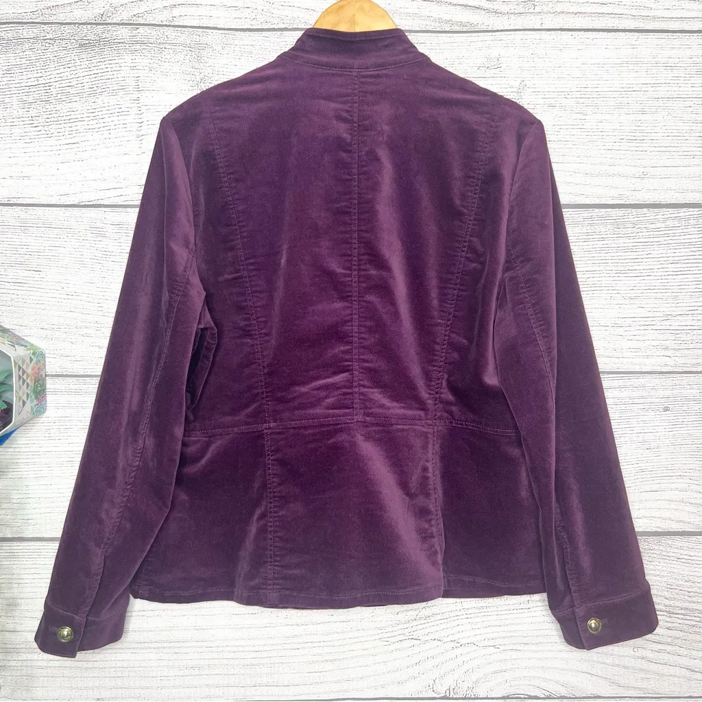 Chico's Deep Purple Velvet Blazer Jacket with Gold Buttons Size 12 Large - Image 5