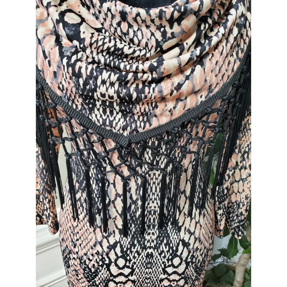 Adressing Women Multicolor Polyester Round Neck Long Sleeve Knee Length Dress S - Image 3