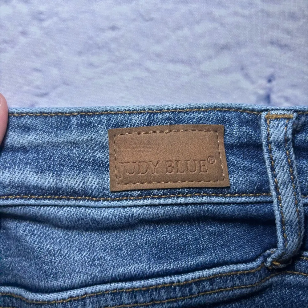 Judy Blue Jeans Womens (15/32) Blue Flare Fit Hi Rise Stretch Whiskered Bohemian - Image 10