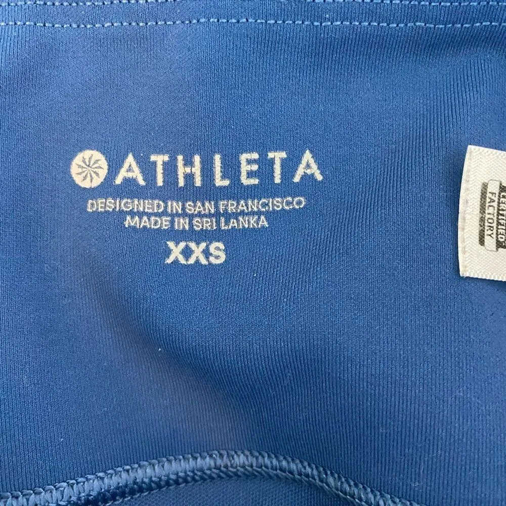 Athleta All In Reaction 7/8 Tight Lazer Cut Atlantis Pocket Blue Leggings Sz XXS - Image 5