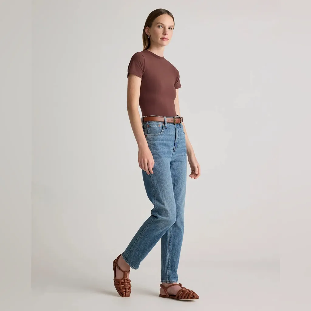 NWOT Quince Cotton Jersey Fitted T-Shirt Cocoa Brown Sz M - Image 3