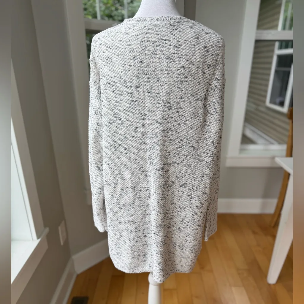 PureJill J. Jill White Speckled Shaker Knit Cotton Open Cardigan Sweater Large - Image 4