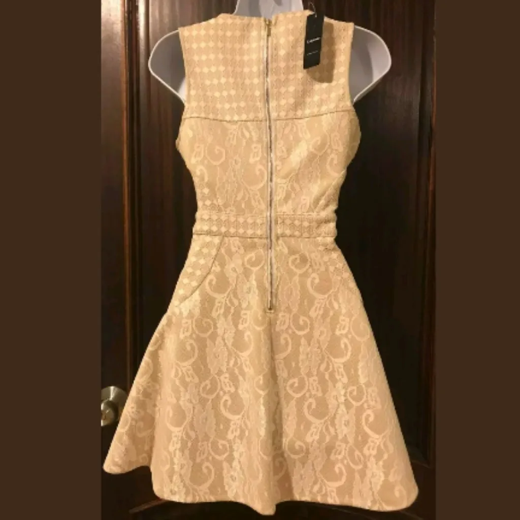 NWT bebe A Line Beige Lace Evening Dress - Image 5