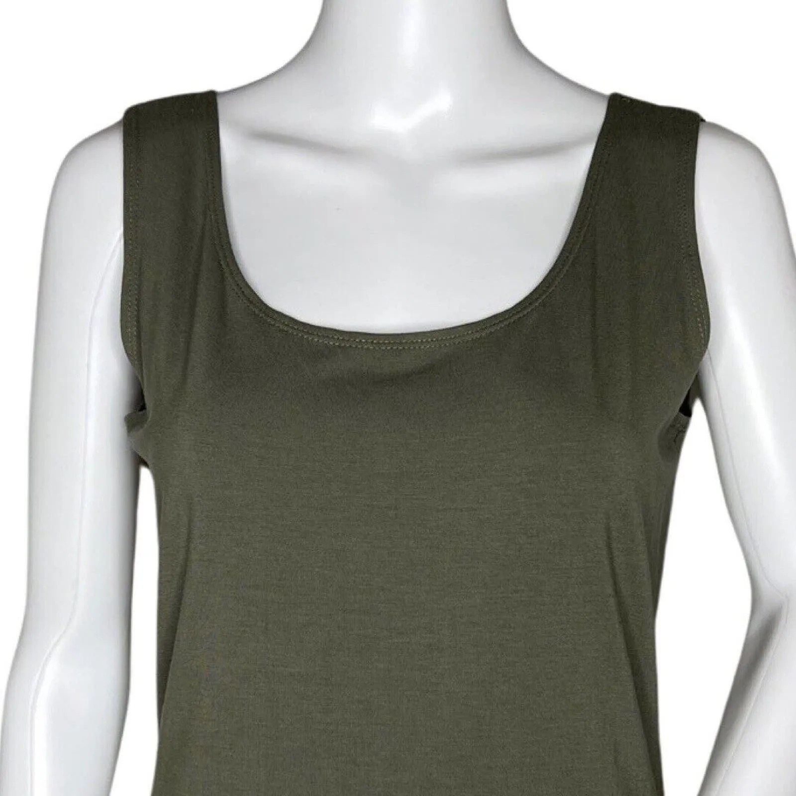 Joseph Ribkoff Shirt Women 4 Olive Green Tank Shell Layering Neutral Minimalist‎ - Image 5