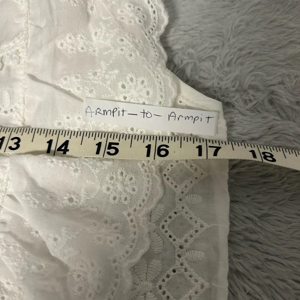 White Eyelet Lace Ruffle Babydoll Top Size M - Image 8