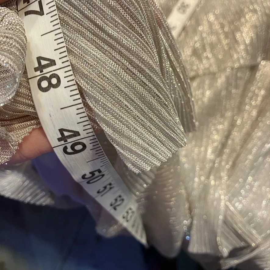 Vince Camuto Champagne Metallic Dress Tiered Maxi Smocked‎ Waist XS - Image 13