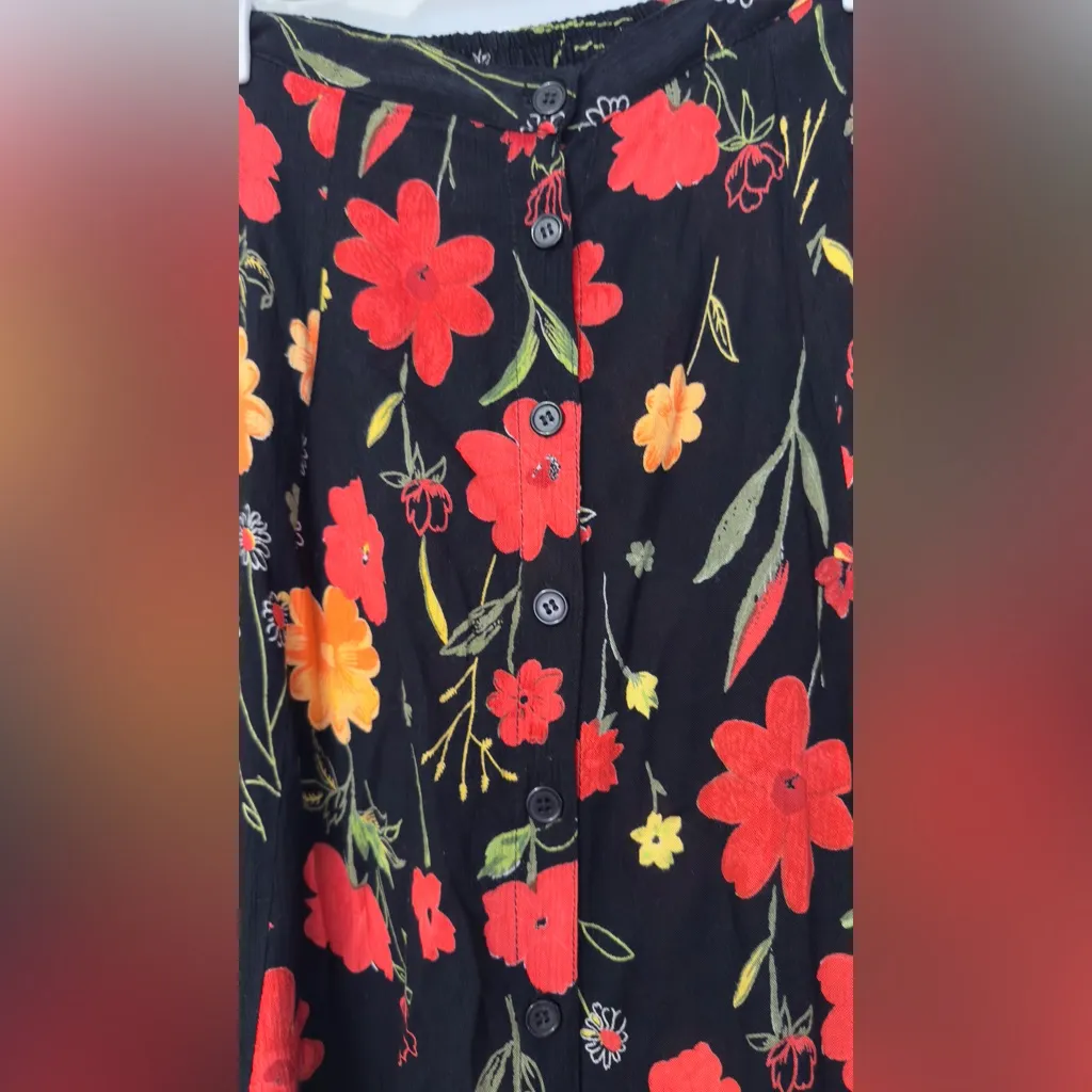 Floral Black Skirt Size L - Image 3