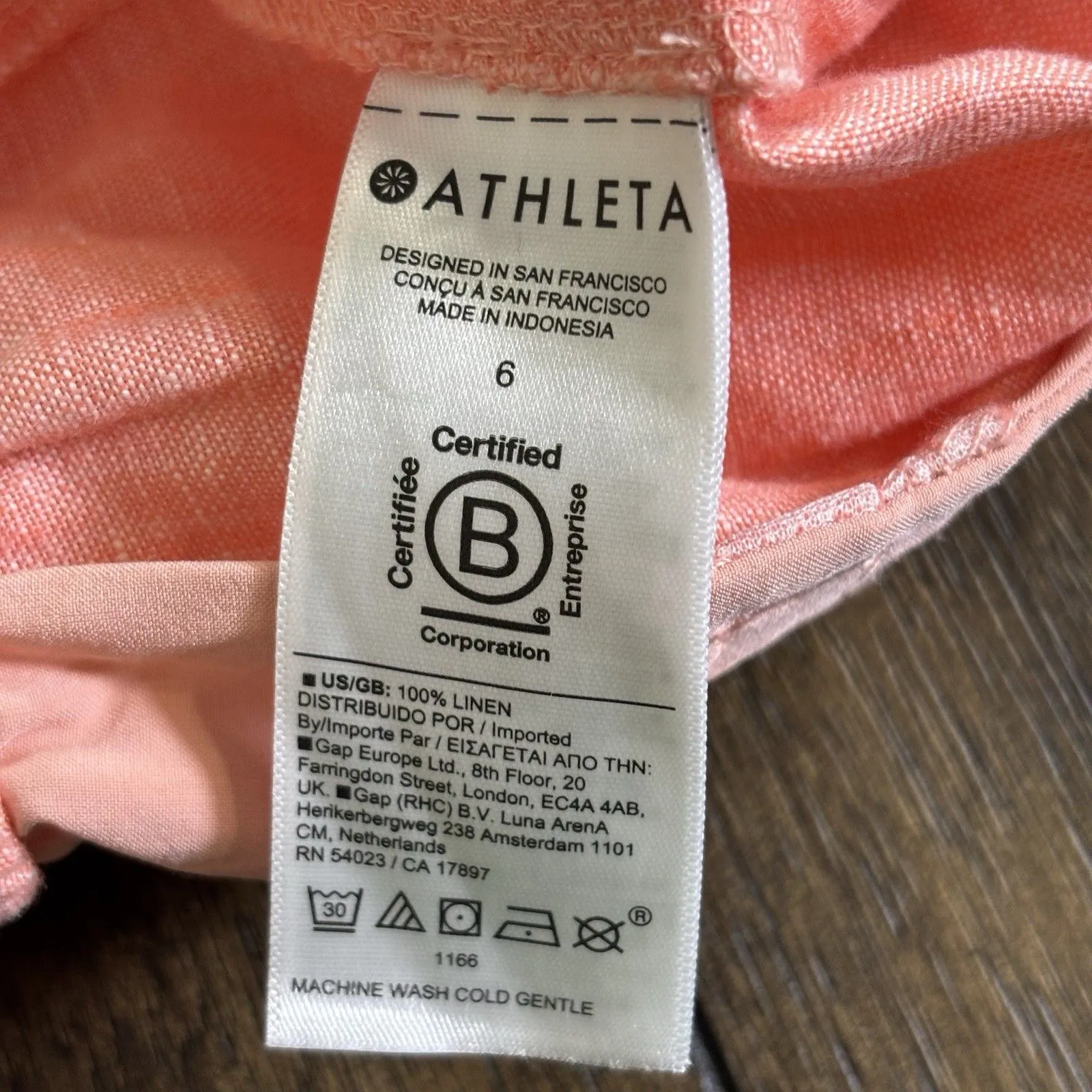 NEW Athleta Retreat Linen Pant Size 6 Soft Coral Sunset Jogger Pockets - Image 6