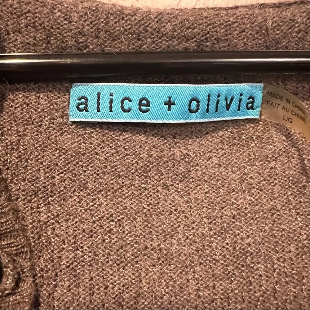 Alice & Olivia Brown Taupe Sequin Hooded Cardigan size large - Image 11