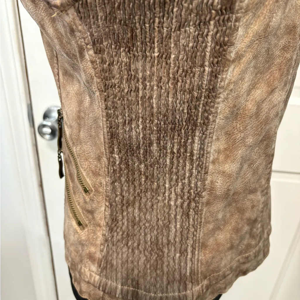 Montana Co Women’s Faux Leather Vest Brown Full Zip Vegan Western Bikercore Edgy - Image 7