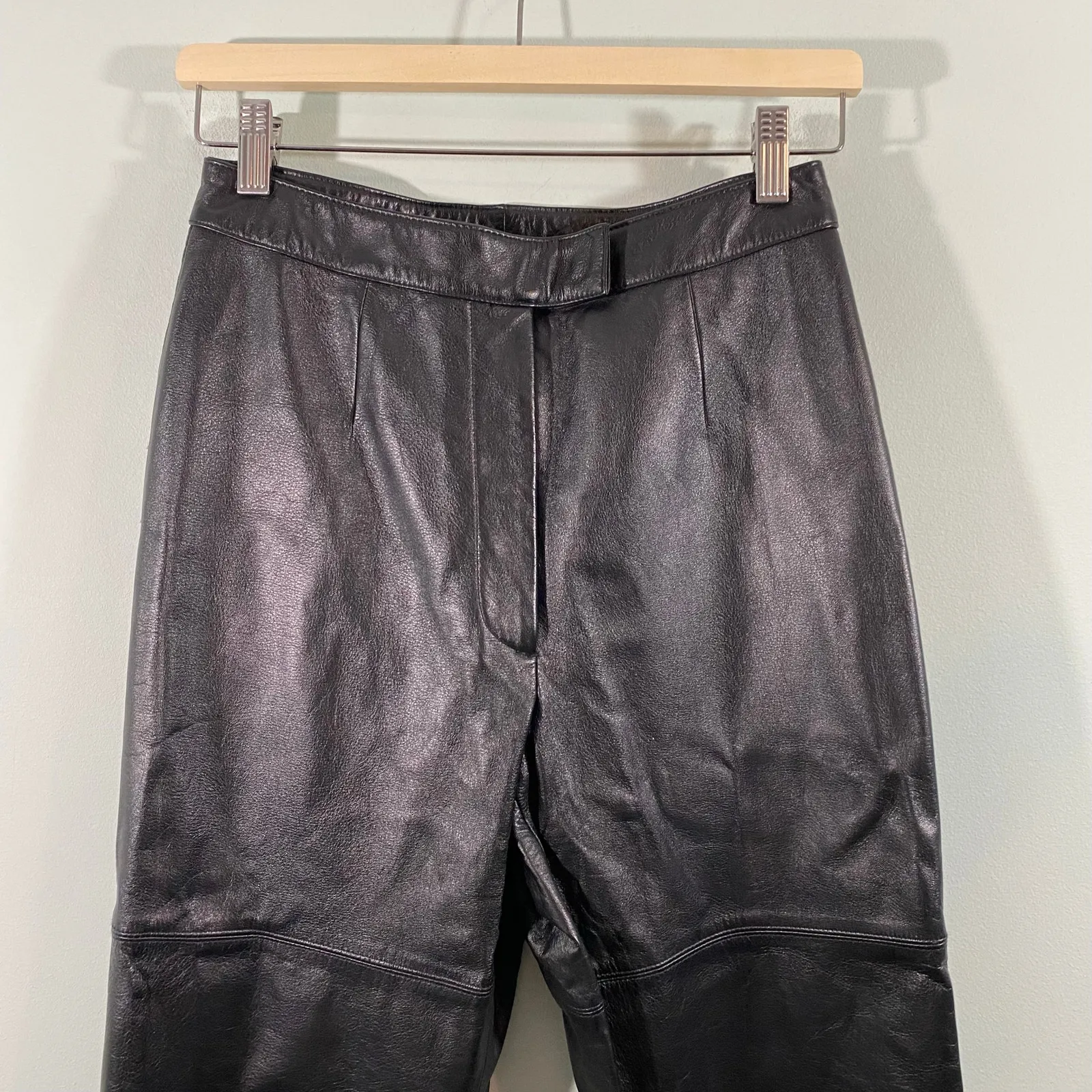 Vintage Tyler Bae Women Black 100% Genuine Leather Straight Leg Pants Size 4 - Image 2