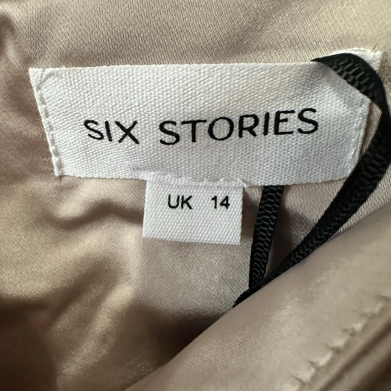 Asos Six Stories Bridesmaids One‎ Shoulder Satin Maxi Dress Champagne Size US 10 Tan - Image 8