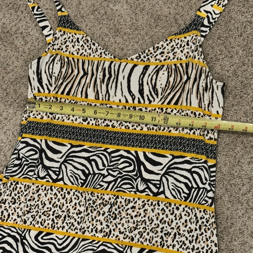 MSK XL Animal Print Maxi Dress Zebra Leopard Cheetah Gold Side Slits Resort Sexy - Image 7