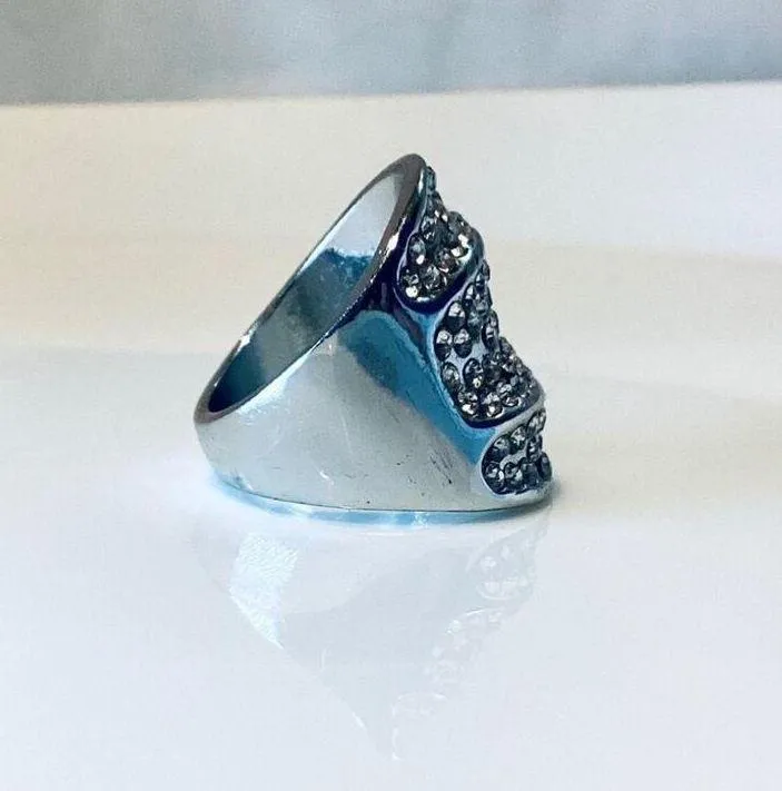 Massive Crystal Statement Ring Silver - Image 5