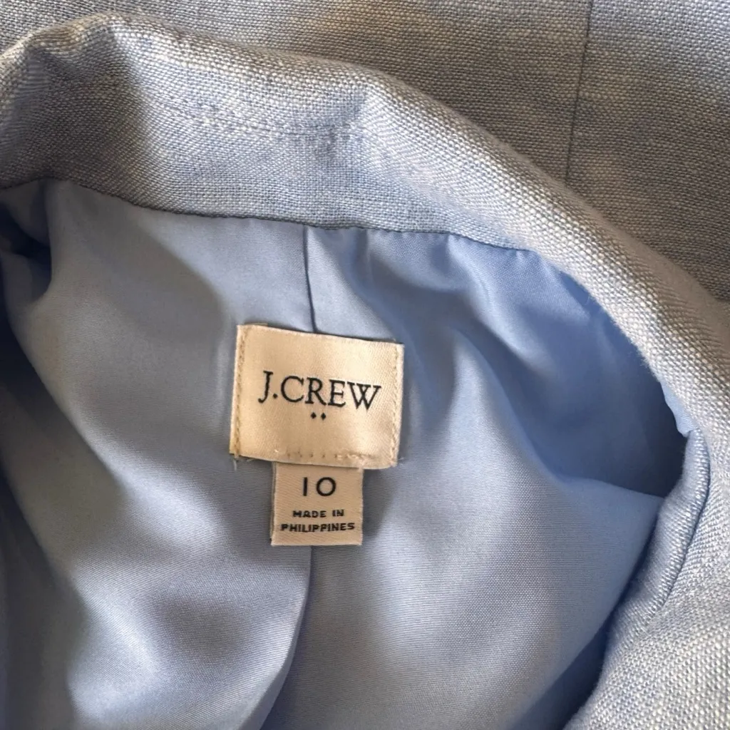 J.Crew - Linen-Blend One-Button Blazer Light Blue Sz 10 - Image 6