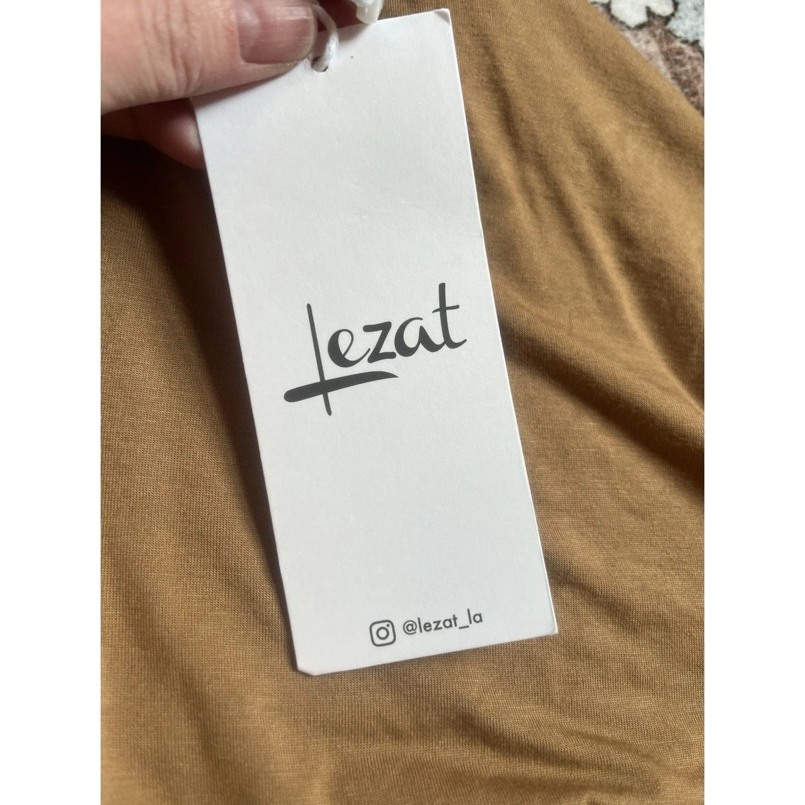 Lezat Joey Dress Womens Medium Beige Wrap Dress Mini Modal Spandex - Image 2