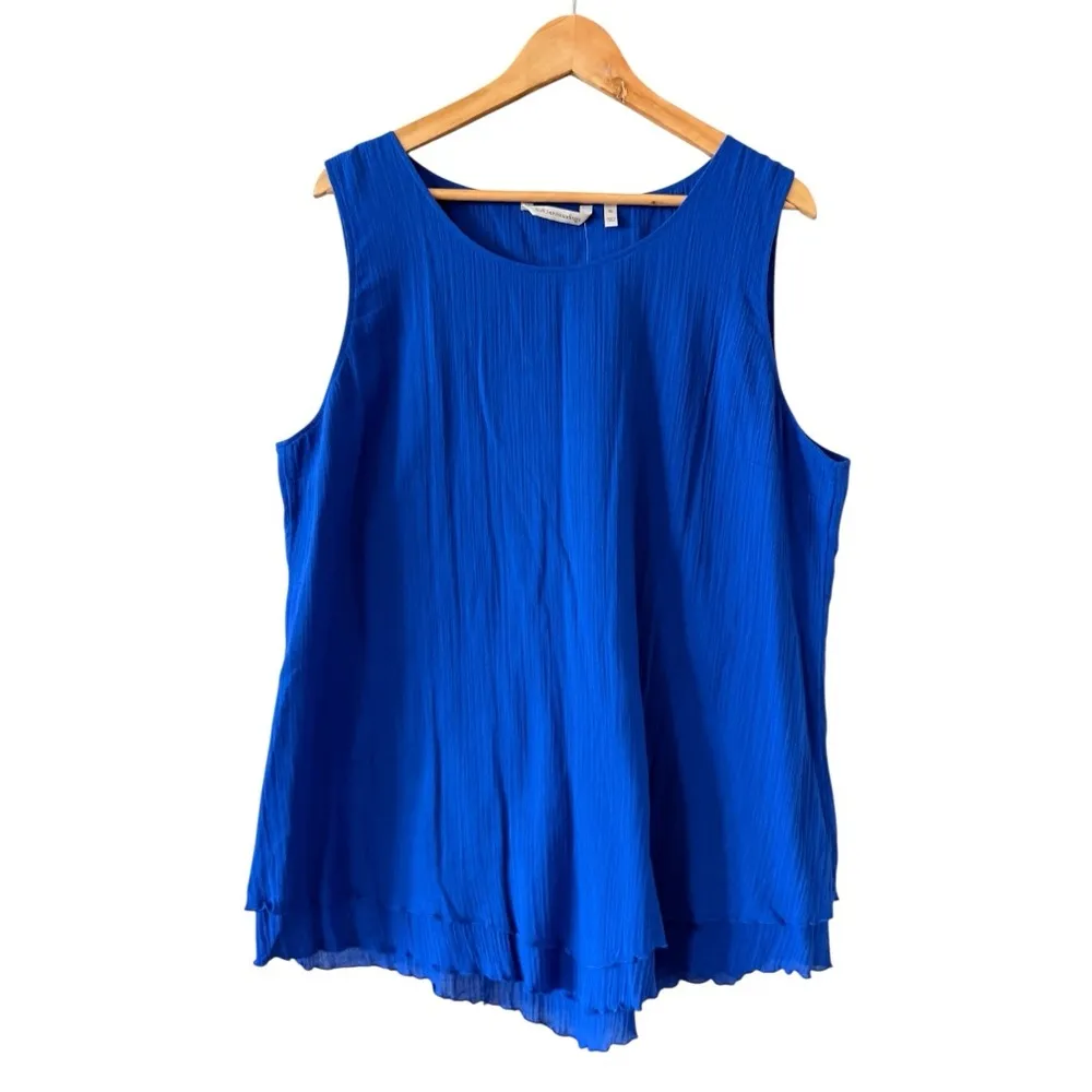 SOFT SURROUNDINGS Siesta Key Scoop Neck Sleeveless Tank Top Sapphire Size XL NEW - Image 4