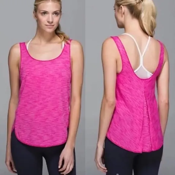 lululemon Straight Up Singlet Bright Heathered Pink Size 6 - Image 2