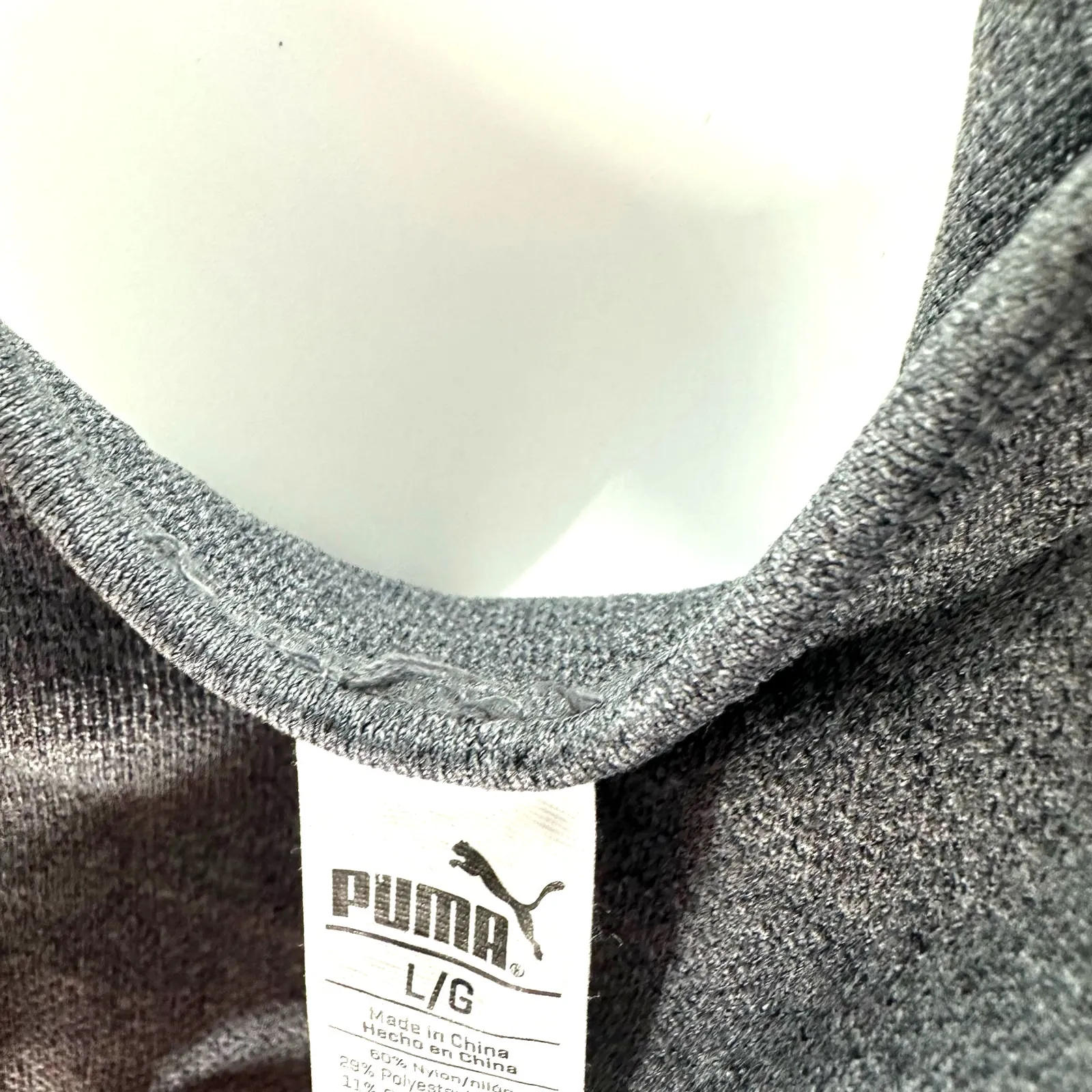 Puma size large sports‎ bra cross over back gray logo band - Image 4