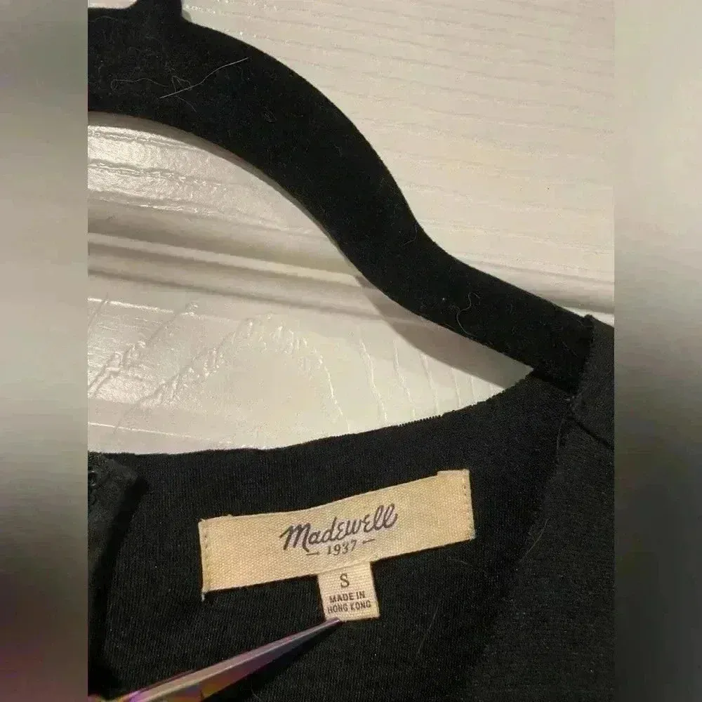 Madewell Stretchy Black Ribbed Mini Tank Dress Zip Back Bodycon Scuba Size Small - Image 4