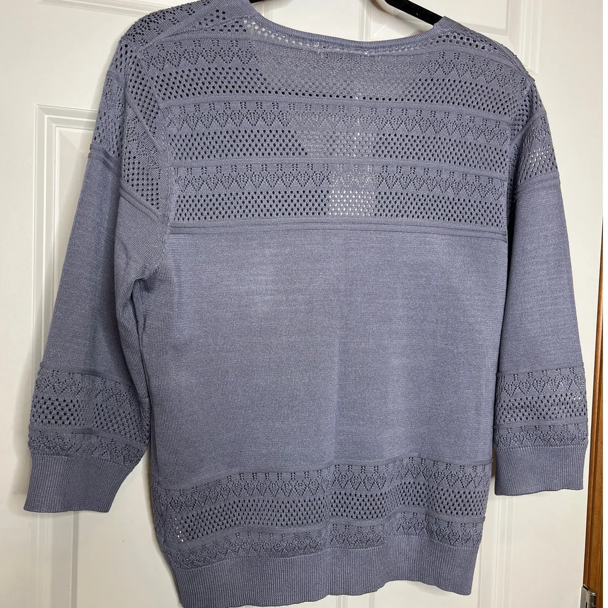 Grace Karin Medium NEW Button Front Blue‎ Cardigan Cut Out Pattern - Image 3