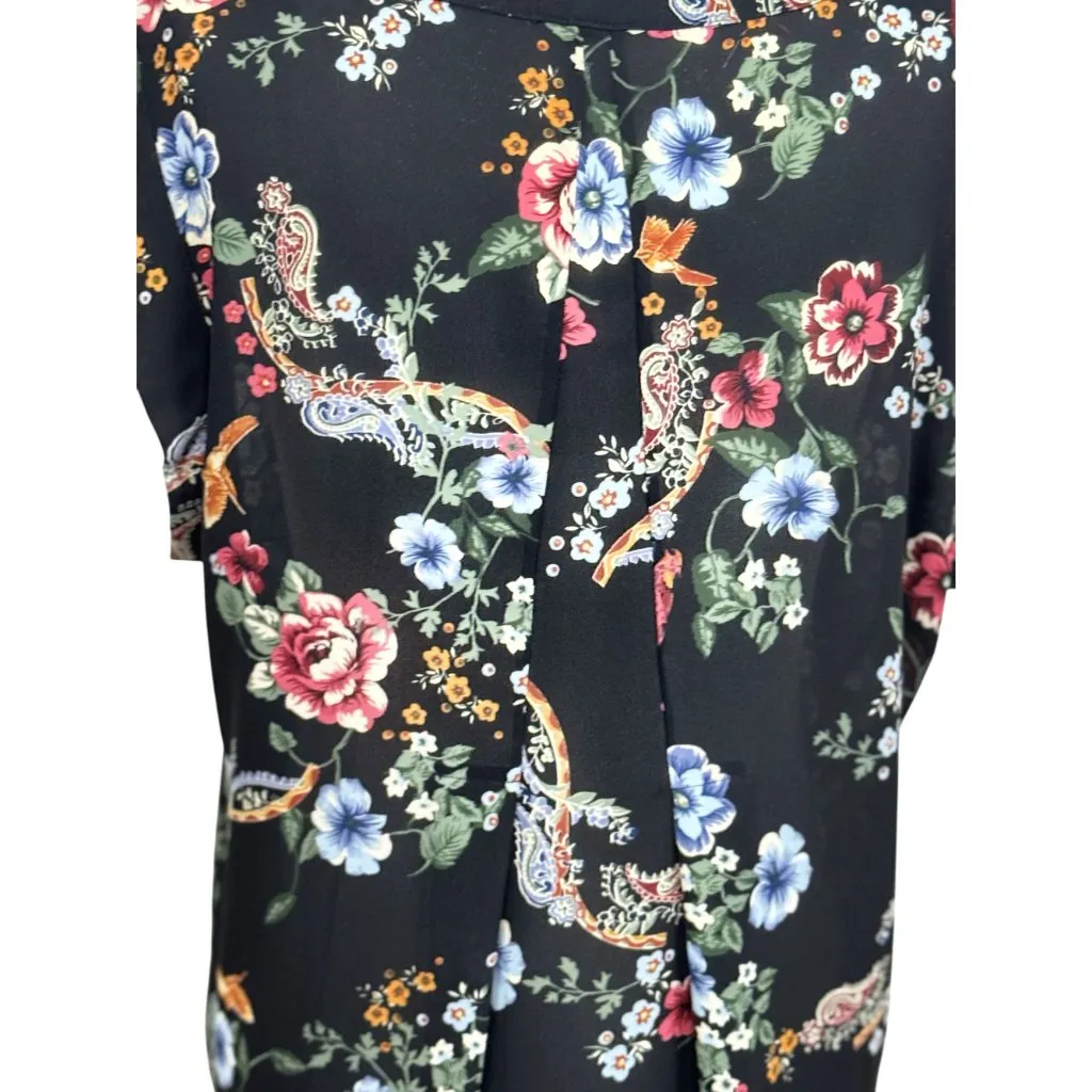 Pleione Size L Womens Blouse Black , Blue ,Pink Floral Sleeveless Round Top - Image 4