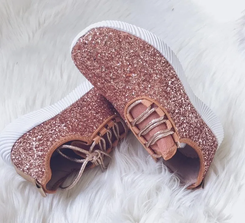 Rose Gold Glitter Sneakers Size 5.5 - Image 2
