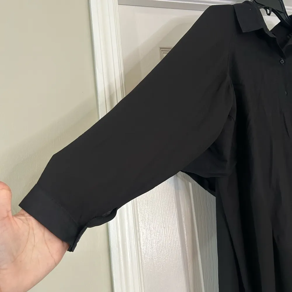 NWT Digs Poplin Chiffon Cape Shirt Black OS Lagenlook Layered Minimal Maximal Size undefined - Image 3