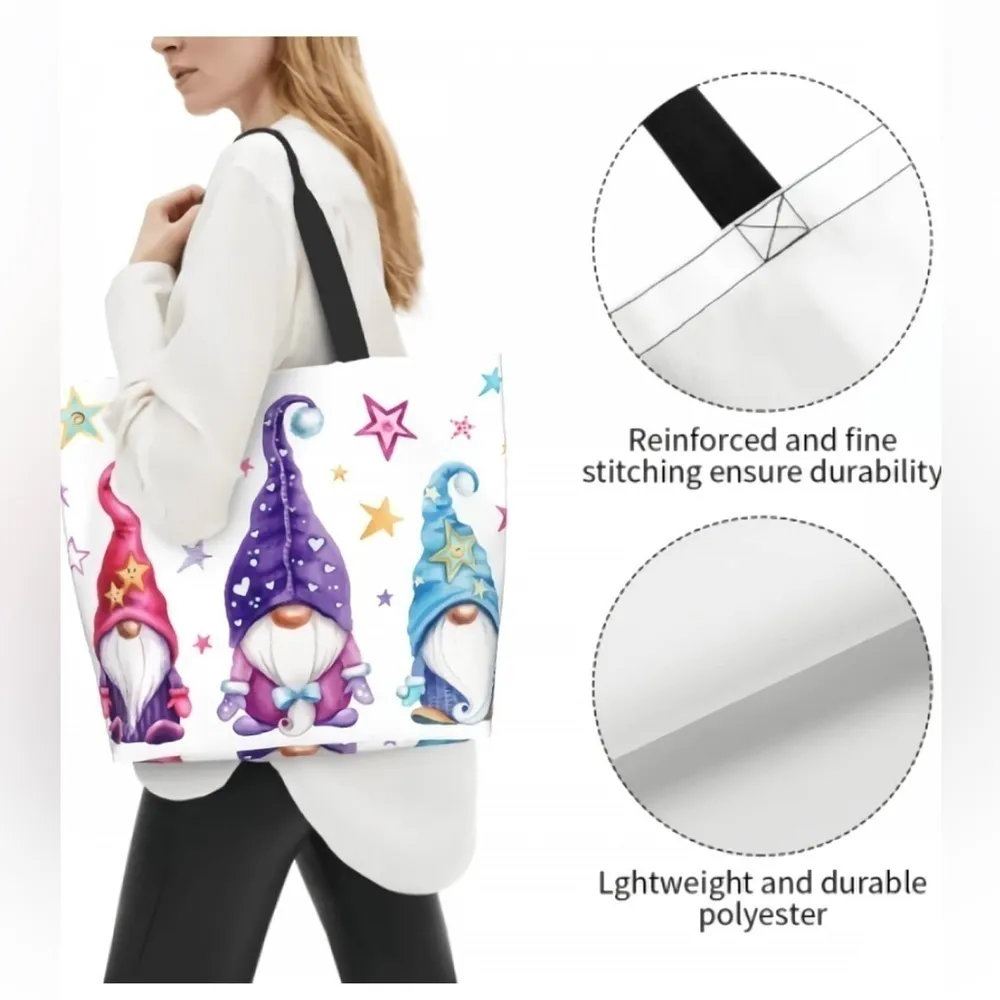 💕Magic Watercolor Gnomes Shoulder Bag Large Reusable Eco-friendly💕 - Image 3
