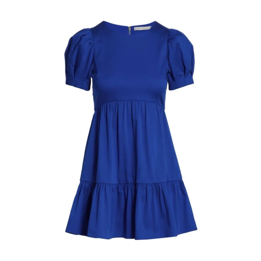Alice + Olivia Ann Tiered Mini Dress Blue Cobalt 2 - Image 4