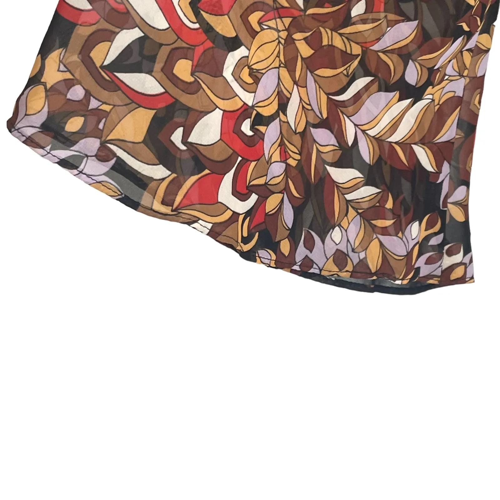 Coco Bianco Top Women Multicolor V-Neck‎ Long Flare Sheer Sleeve Lined Pullover - Image 5