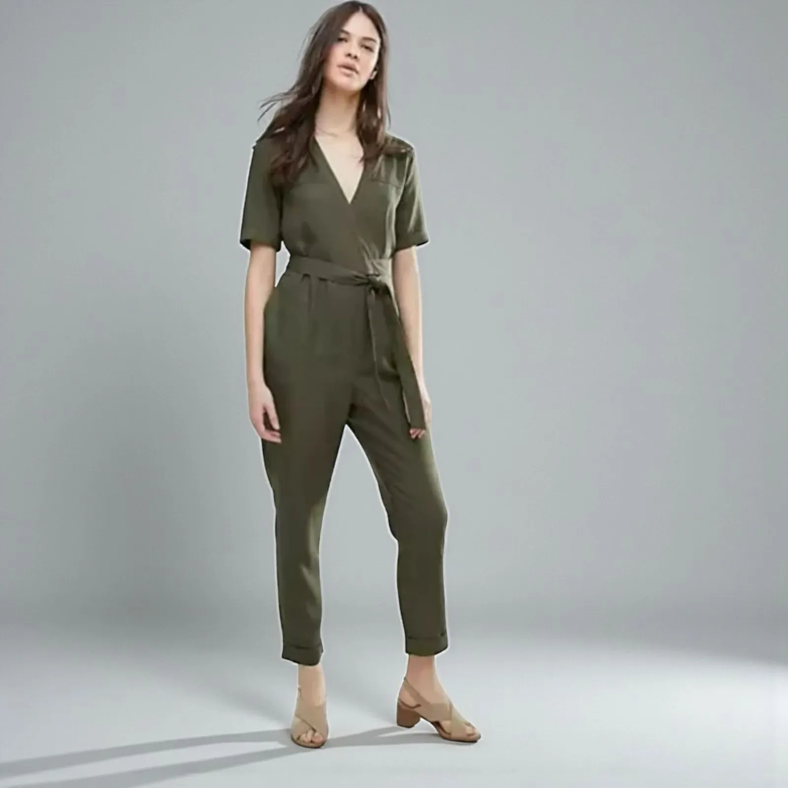 French Connection Trooper Tencel Olive Jumpsuit 8 - Image 15