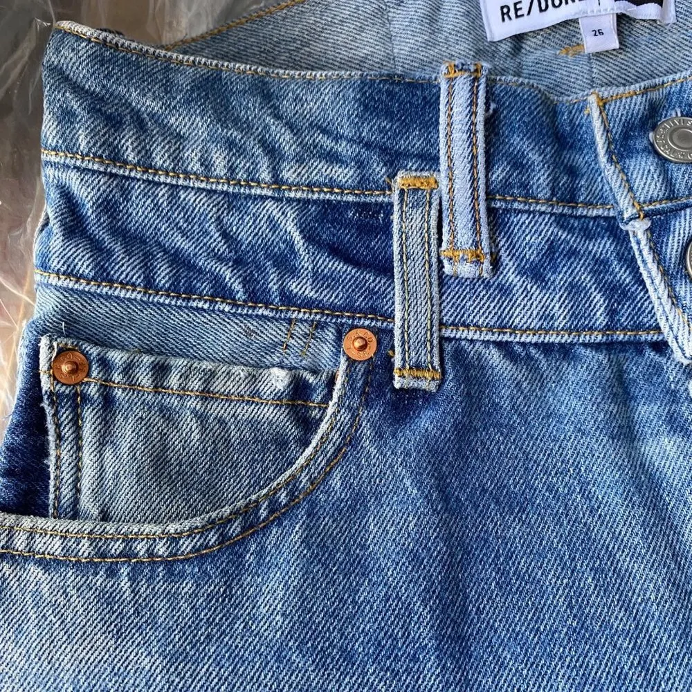 $595 NWT RE/DONE x LEVI'S DOUBLE WAISTED DRAINPIPE JEANS SZ 26 - Image 9