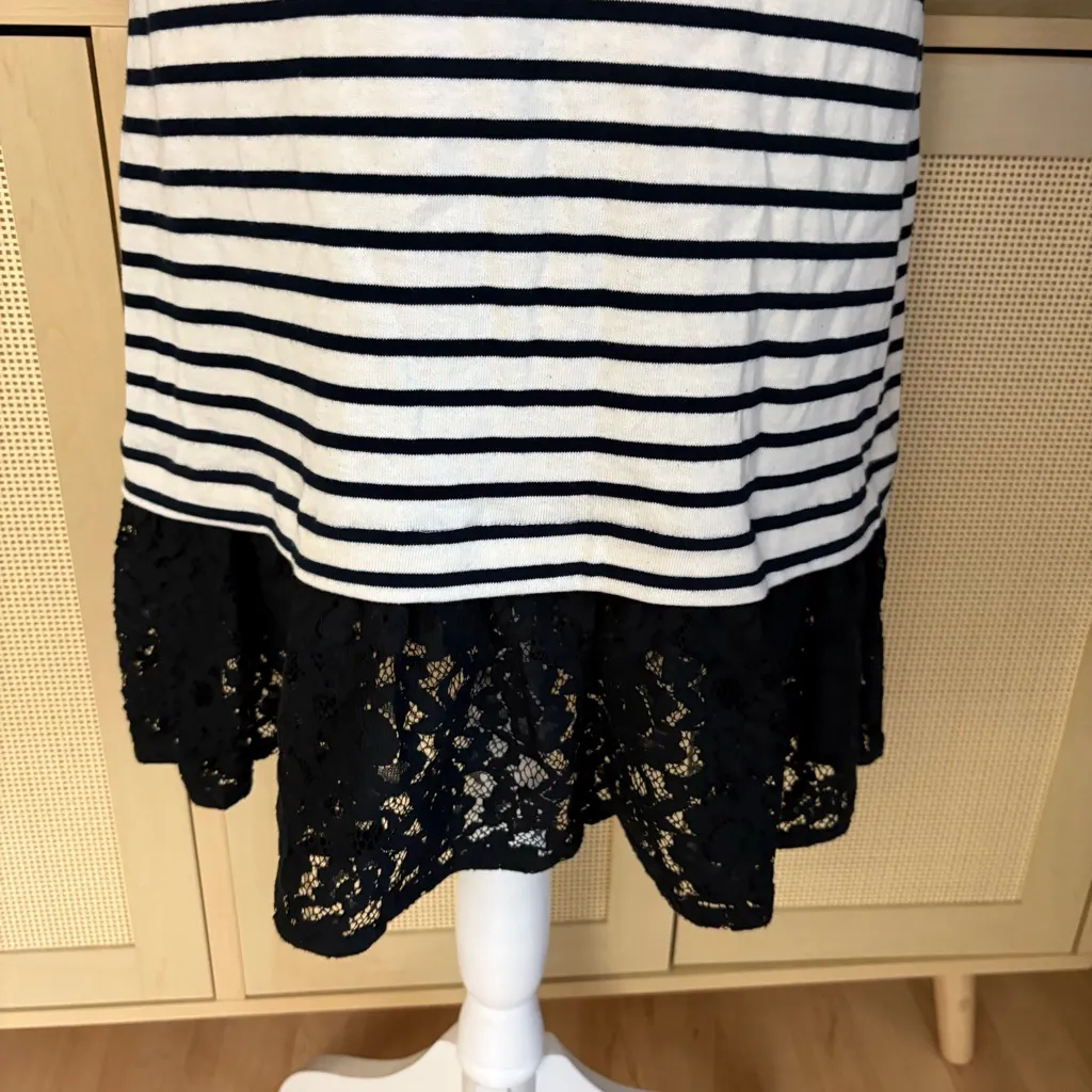 SEA NEW YORK Striped Lace Eyelet‎ Trim Dress Size Small Black - Image 3