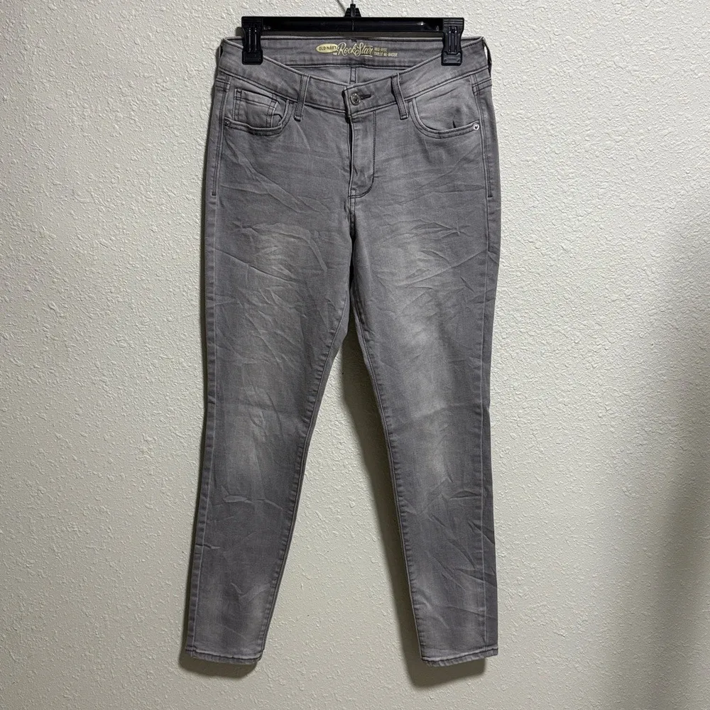 Old Navy Rockstar Womens Gray Mid Rise Skinny Jeans Size 10‎ Regular - Image 6