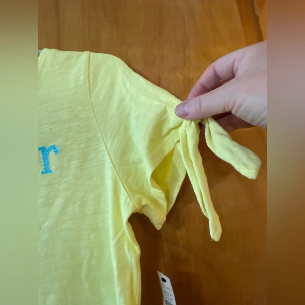 Talbots Summer Time Crewneck T-Shirt Tee Embroidered Tie Cuff Sleeve PM Medium - Image 7