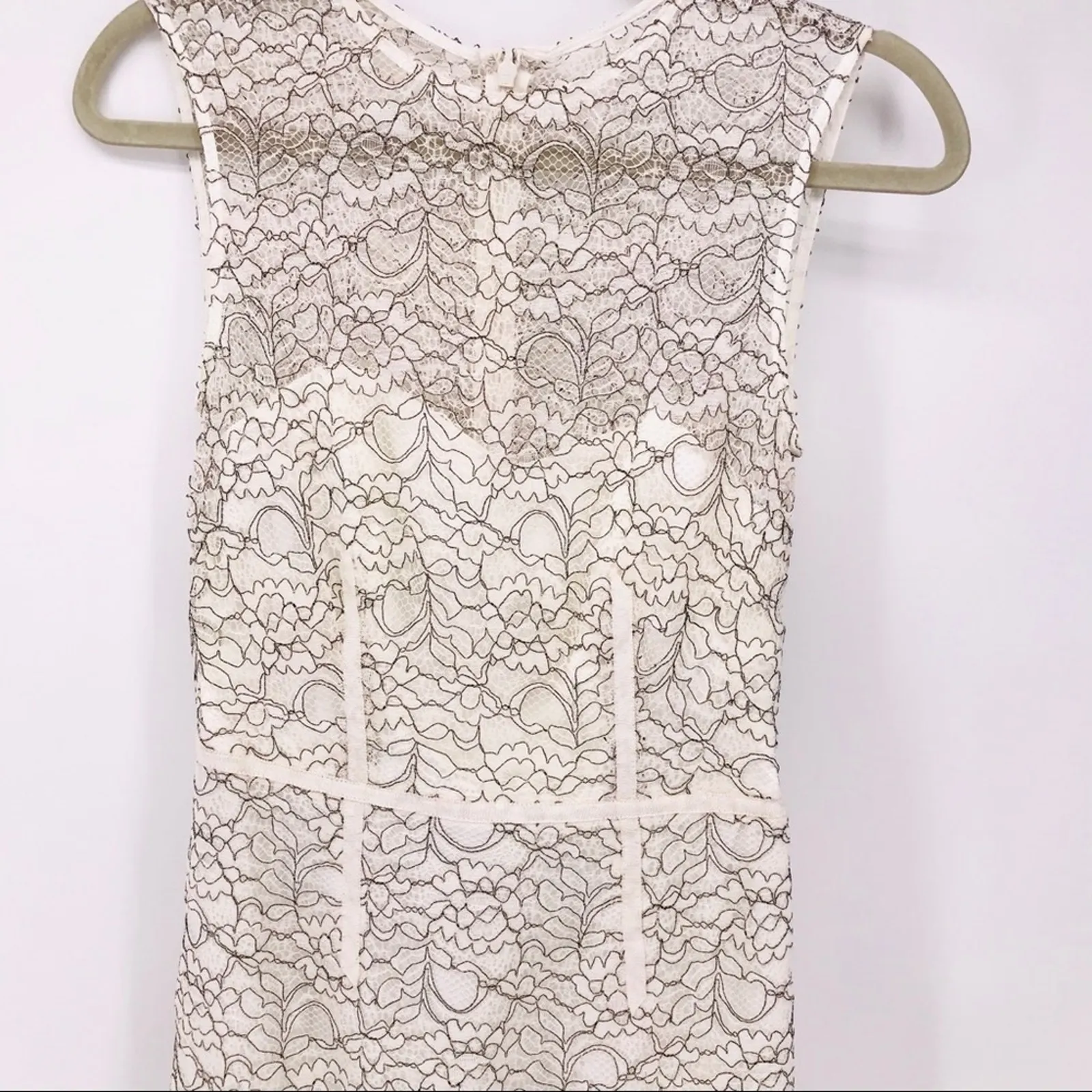 Jill Jill Stuart Love Glow Sheath Dress White Black Lace Illusion Neckline Sz 2 - Image 6