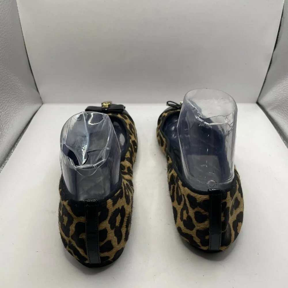 MICHAEL KORS Alice Ballet Flats size 9.5M cheetah print bows EUC E9 - Image 4