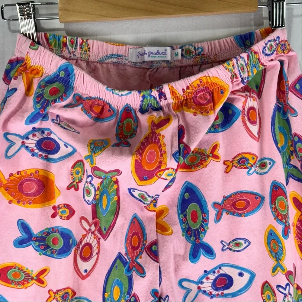 Fresh Produce  Pink Tropical Fish Beach Print Pajama Pants Size Medium Loungewear - Image 3