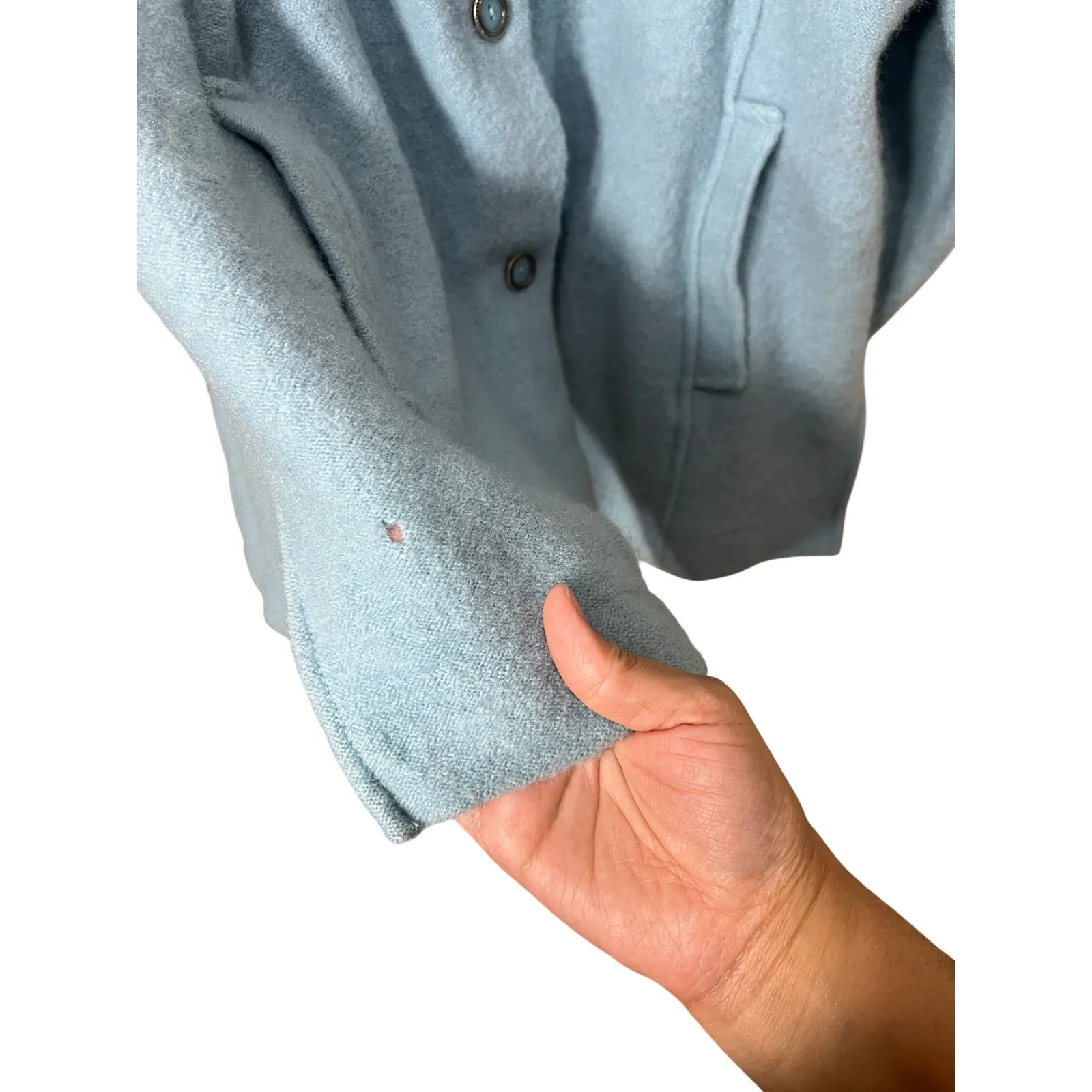 Norm‎ Thompson Wool Cardigan Sweater Women's Size L Light Blue Size L - Image 7