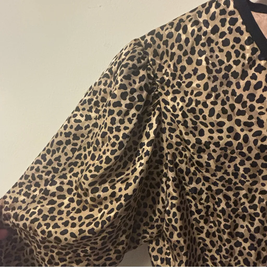 Vintage Mijoli Leopard Print Wrap Jacket Brown Size 8 - Image 9