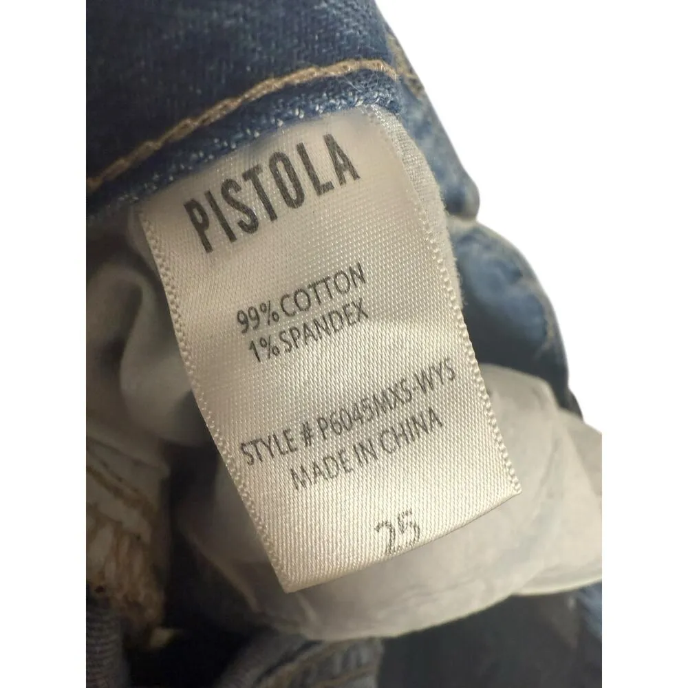 Pistola High Rise Straight Leg Distressed Astrology Sign Constellation Jeans 25 - Image 9