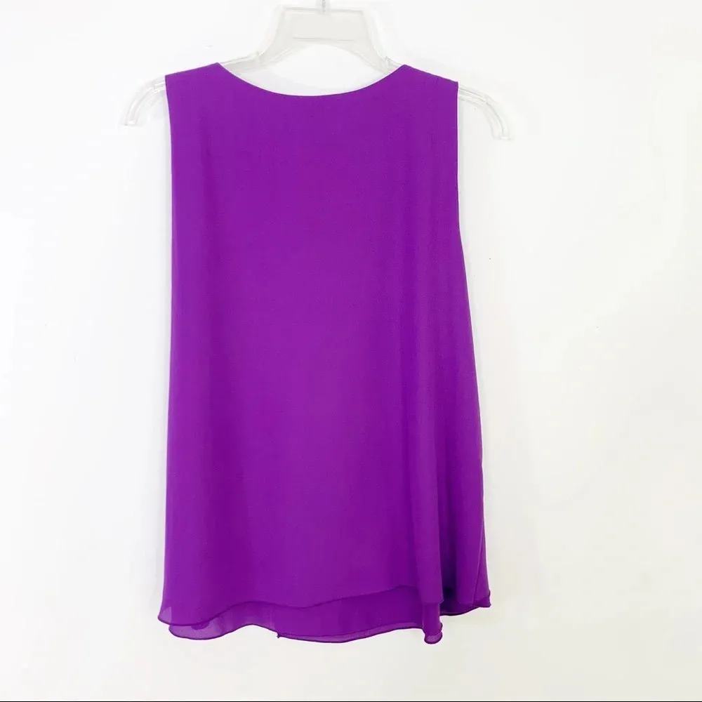 Gibson Latimer Sleeveless Ruffle Layered Front Top Purple Size S NWT - Image 3