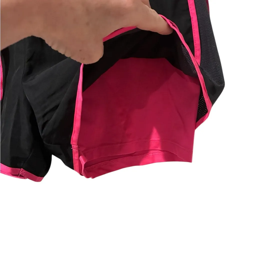 RBX Women's Athletic Shorts in Black with Pink Trim w/Biker Shorts Inside Size L - Image 3