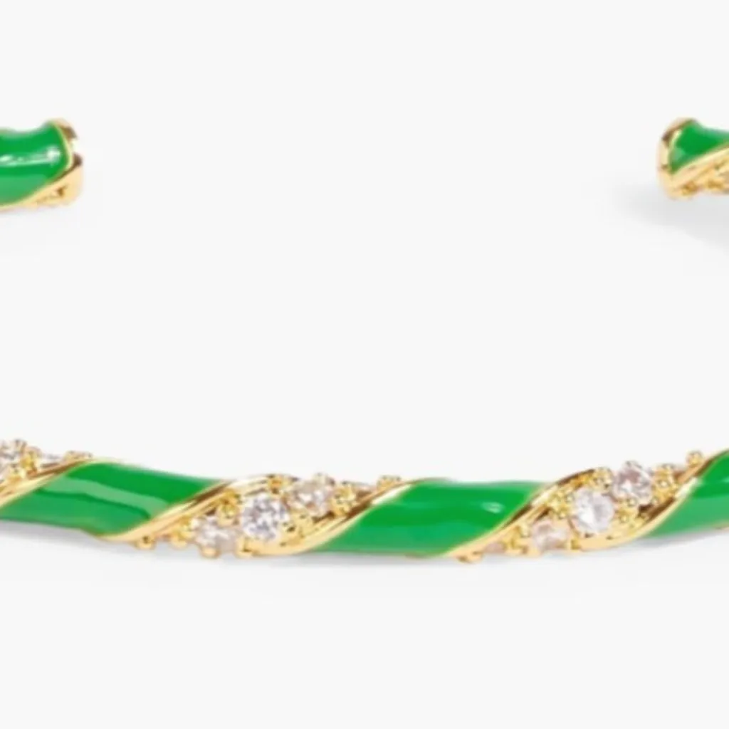ZIMMERMANN Gold tone, enamel and crystal bangle green - Image 3