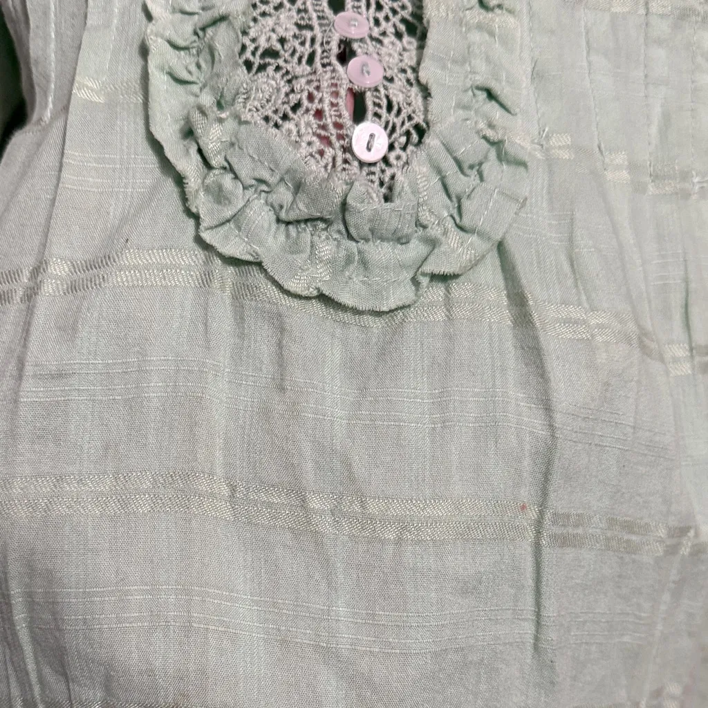 💖 Free People Elora Delicate Cottagecore Mini Dress in Mermaid's Tail Green - Image 4