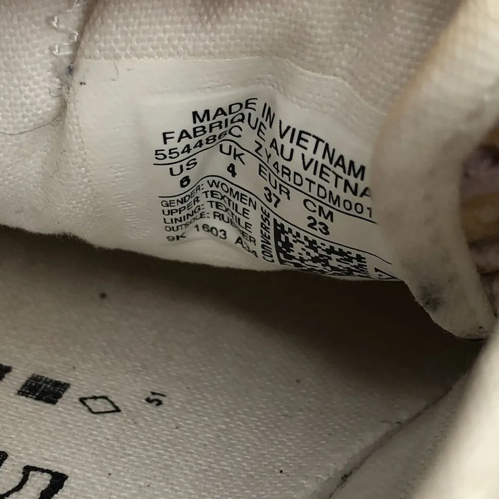 Converse Low Top Sneakers Lace Crochet Yellow Purple Womens 6 - Image 8