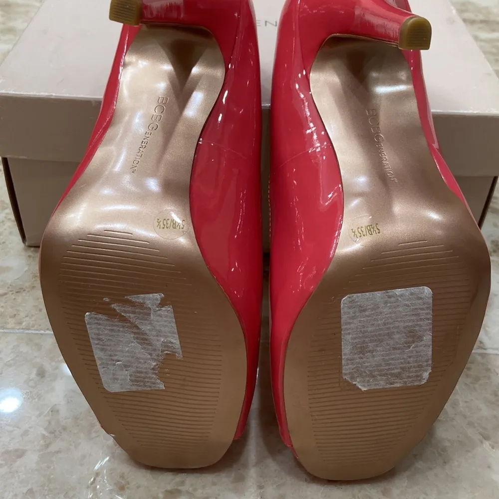 Coral Patent Open Toe Pumps. Size 5.5. NIB - Image 6