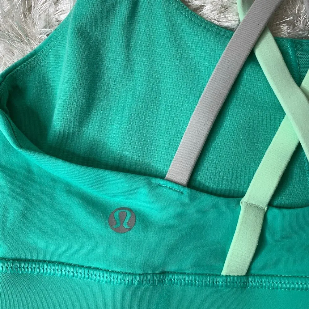 Lululemon Energy Bra in Eucalyptus Green w/Pale Green and Grey Straps, sz 6 - Image 5