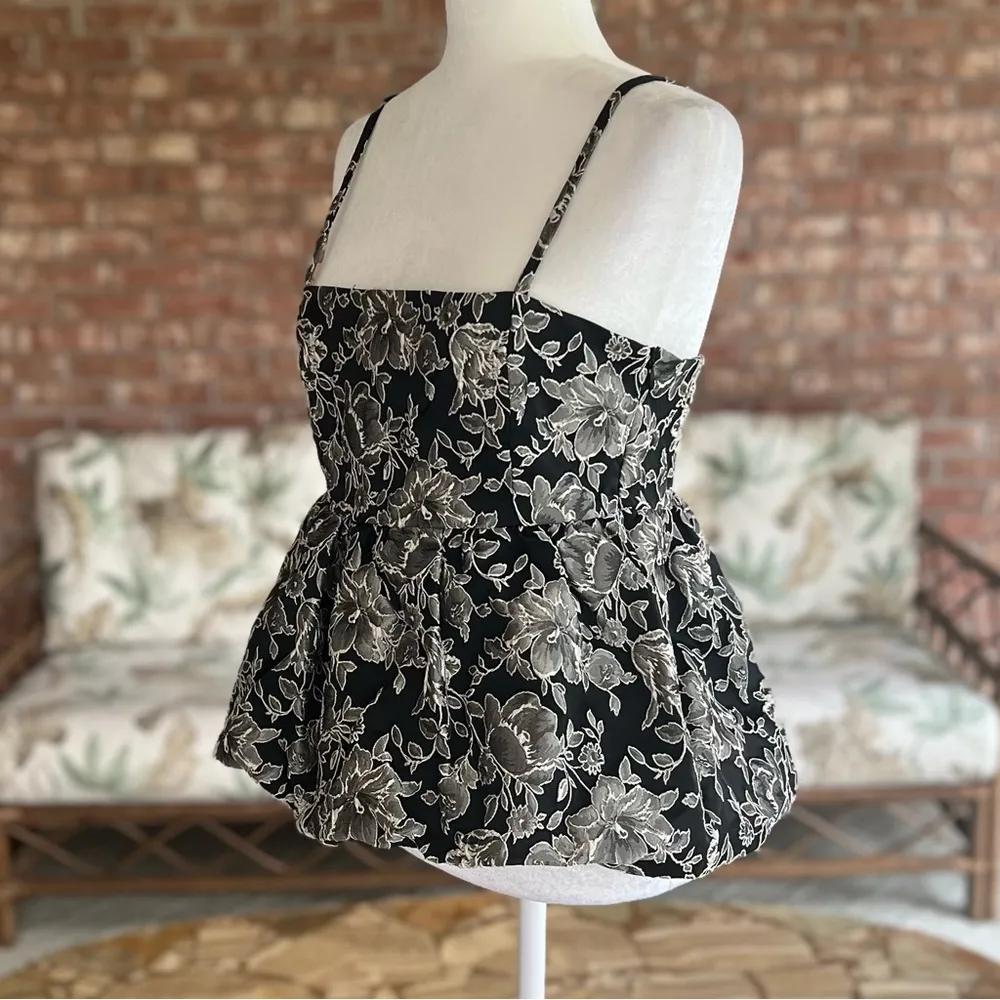 NWT Steve Madden Bodi Top Brocade Bubble Peplum M Black Grey Cocktail Party Glam - Image 7